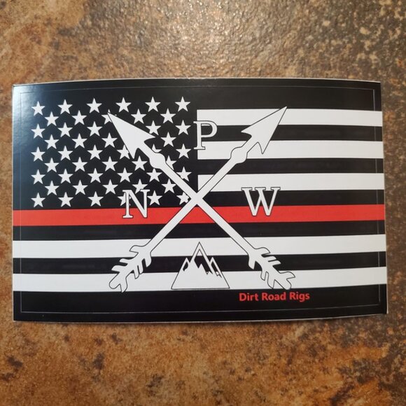 PNW Arrows Red Line Fire Flag Decal - Picture 6 of 8